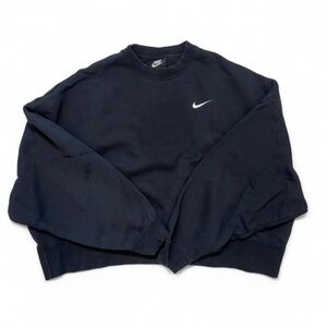 Nike Black Oversized Cropped Crewneck Sweatshirt Size L